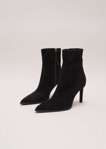 Phase Eight Black Suede Pointeded Boots Black Canada | FTNYIG-738